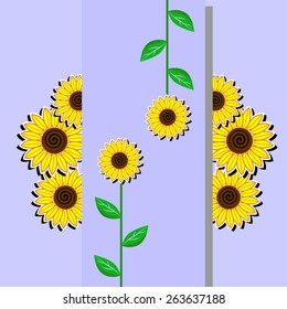 illustration dedicated to the beautiful flowers - sunflowers.