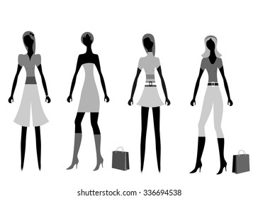 The illustration dedicated to a beautiful girls and shopping.