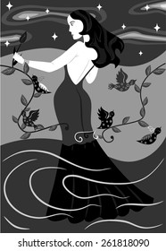 illustration dedicated to the beautiful lady in black.