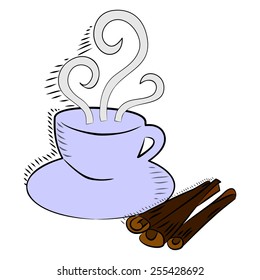 the Illustration dedicated to the coffee and cinnamon. 