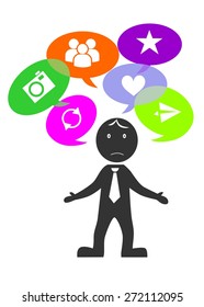 the illustration dedicated to the man who is thinking about IT.