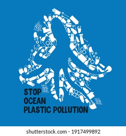 The illustration is dedicated to the pollution of the oceans.