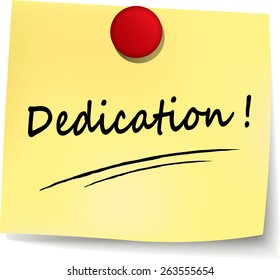 illustration of dedication yellow note on white background