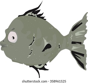 Illustration of a deep thinking phlegmatic fish