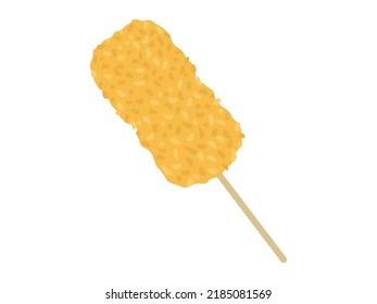 Illustration of a deep-fried dish of kushikatsu.