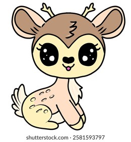 illustration of a deer with big eyes in cartoon style