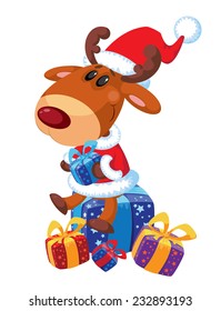 illustration of a deer and box