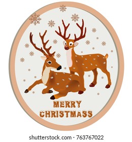 Illustration of deer with Christmas decoration