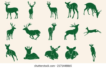 illustration of deer with different perspective with detail
