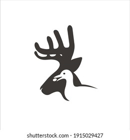 illustration of deer and duck, vector art.