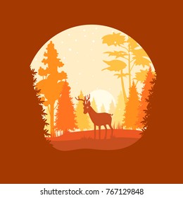 Illustration of deer in forest
