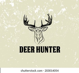 illustration of deer head on grunge background 