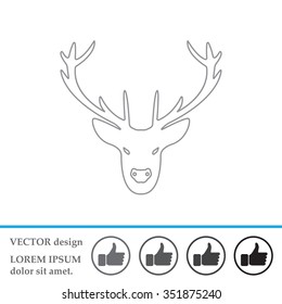 illustration of a deer head silhouette. line icon