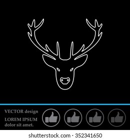 illustration of a deer head silhouette. line icon