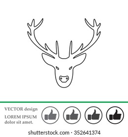 illustration of a deer head silhouette. line icon