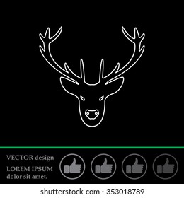 illustration of a deer head silhouette, line icon