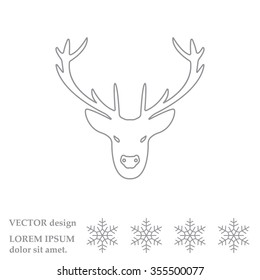 illustration of a deer head silhouette. line icon
