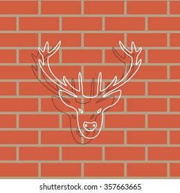 illustration of a deer head silhouette. line icon