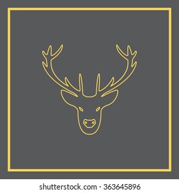 illustration of a deer head silhouette. line icon