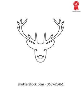 illustration of a deer head silhouette. line icon
