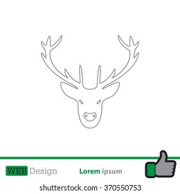 illustration of a deer head silhouette. line icon