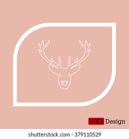 illustration of a deer head silhouette. line icon