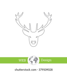 illustration of a deer head silhouette. line icon