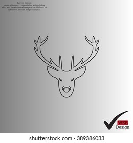 illustration of a deer head silhouette. line icon