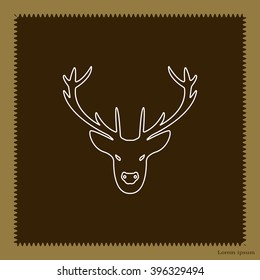illustration of a deer head silhouette. line icon