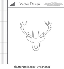illustration of a deer head silhouette. line icon