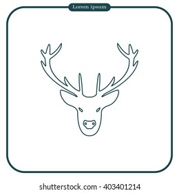 illustration of a deer head silhouette. line icon