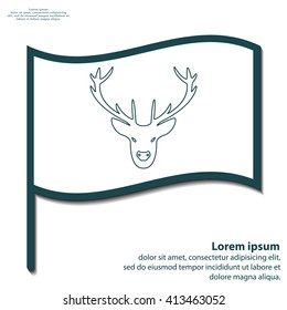 illustration of a deer head silhouette. line icon