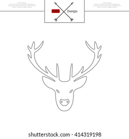 illustration of a deer head silhouette. line icon