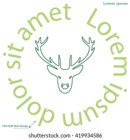 illustration of a deer head silhouette. line icon