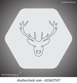 illustration of a deer head silhouette. line icon