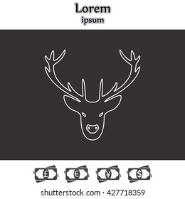 illustration of a deer head silhouette. line icon