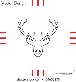 illustration of a deer head silhouette. line icon