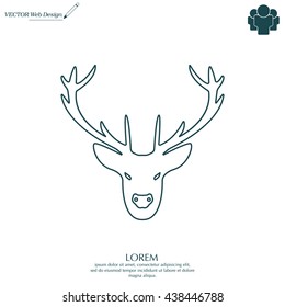 illustration of a deer head silhouette. line icon