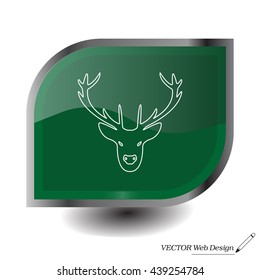 illustration of a deer head silhouette. line icon