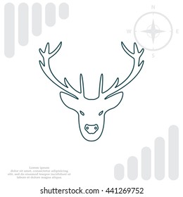 illustration of a deer head silhouette. line icon