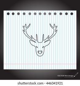 illustration of a deer head silhouette. line icon
