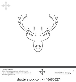 illustration of a deer head silhouette. line icon