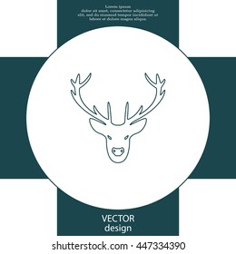 illustration of a deer head silhouette. line icon