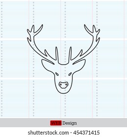 illustration of a deer head silhouette. line icon