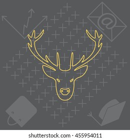 illustration of a deer head silhouette. line icon