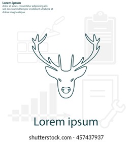 illustration of a deer head silhouette. line icon