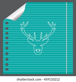 illustration of a deer head silhouette. line icon