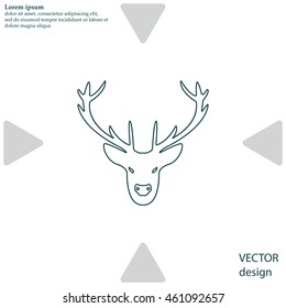 illustration of a deer head silhouette. line icon