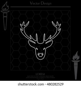 illustration of a deer head silhouette. line icon