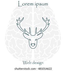 illustration of a deer head silhouette. line icon